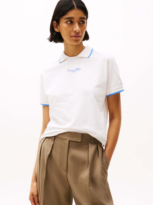 Polo-de-cuello-redondo-con-logo-de-mujer-Tommy-Hilfiger-WW0WW45516-YBL
