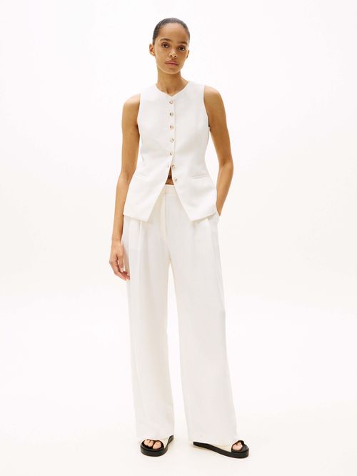 Chaleco-largo-en-mezcla-de-lino-de-mujer-Tommy-Hilfiger-WW0WW44752-Z00