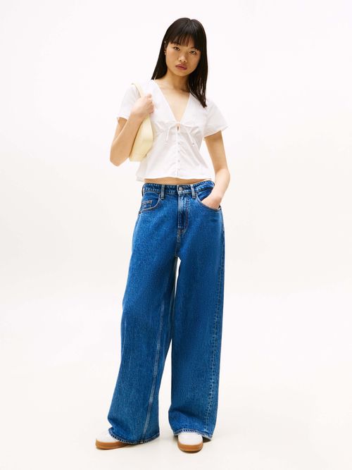 Blusa-entallada-de-popelin-con-lazo-de-mujer-Tommy-Jeans-DW0DW21352-YBL