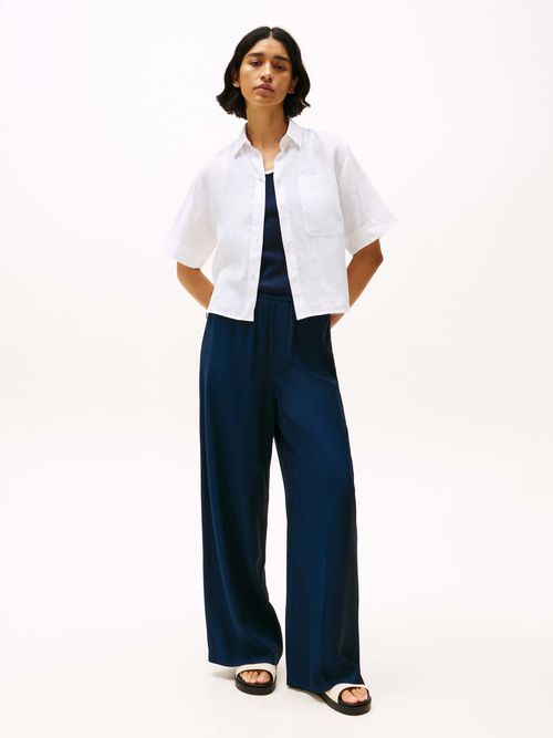 Camisa-amplia-de-manga-corta-en-lino-de-mujer-Tommy-Hilfiger-WW0WW44720-YCF