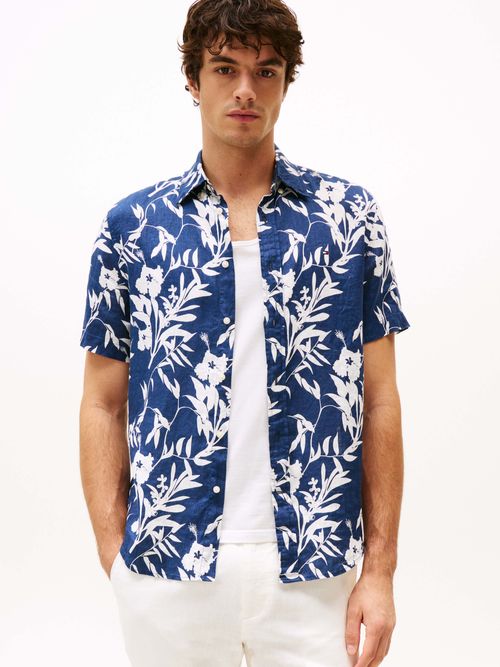 Camisa-de-lino-puro-con-estampado-tropical