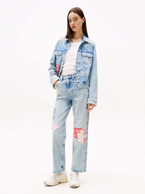 Jeans-patchwork-rectos-y-ajustados-de-talle-alto