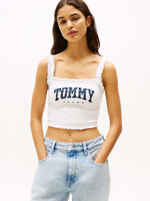 top-varsity-fruncido-de-corte-slim-de-mujer-tommy-jeans