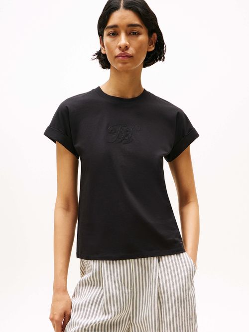 Playera-de-cuello-redondo-con-logo-bordado-de-mujer-Tommy-Hilfiger-WW0WW47157-BDS