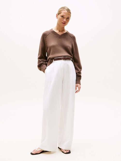 Sueter-de-punto-holgado-con-cuello-de-pico-de-mujer-Tommy-Hilfiger-WW0WW45700-GTO