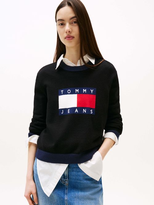Sueter-color-block-con-logo-de-mujer-Tommy-Jeans-DW0DW20970-BDS