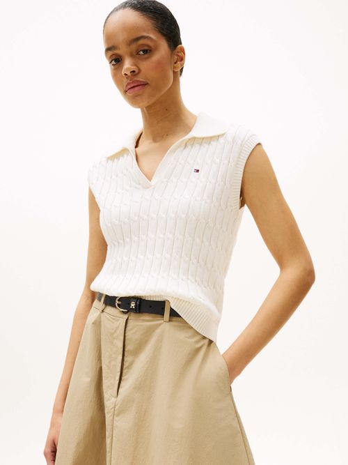 Polo-de-punto-trenzado-sin-mangas-de-mujer-Tommy-Hildiger-WW0WW45655-YA8