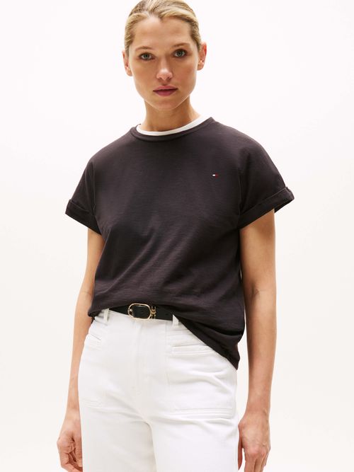 Playera-texturizada-de-cuello-redondo-de-mujer-Tommy-Hildiger-WW0WW45747-BDS