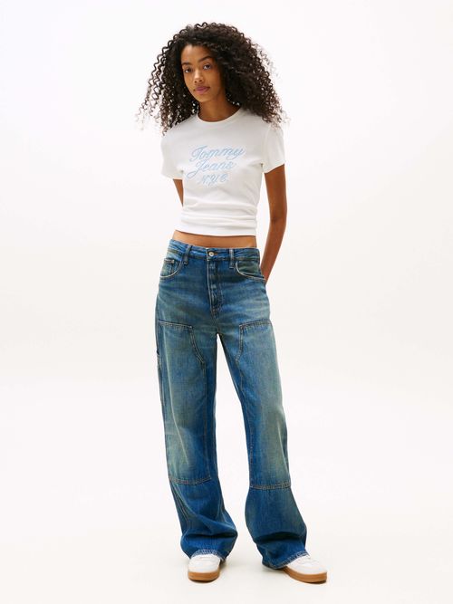 Playera-de-punto-gofrado-con-corte-slim-de-mujer-Tommy-Jeans-DW0DW20906-YBL