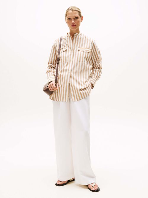 Camisa-de-popelin-sin-cuello-de-mujer-Tommy-Hildiger-WW0WW46715-0BJ