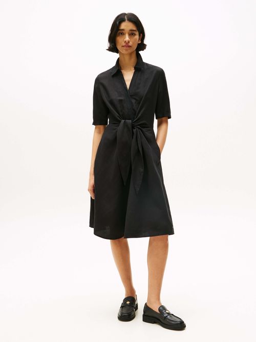 Vestido-camisero-midi-de-corte-amplio-en-lino-de-mujer-Tommy-Hilfiger-WW0WW45836-BDS