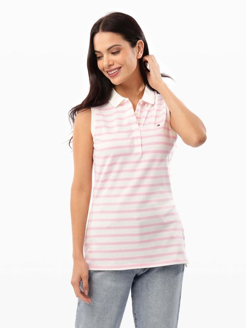 Polo-de-Corte-Slim-sin-Mangas-y-Diseno-de-Rayas-de-Mujer-Tommy-Hilfiger-WW0WW47212-0D6