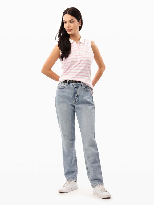 Polo-de-Corte-Slim-sin-Mangas-y-Diseno-de-Rayas-de-Mujer-Tommy-Hilfiger-WW0WW47212-0D6