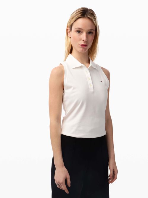 Polo-de-Corte-Slim-sin-Mangas-de-Mujer-Tommy-Hilfiger-WW0WW46790-YBL