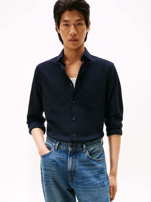 Camisa-slim-en-punto-de-algodon-liquido-de-hombre-Tommy-Hilfiger-MW0MW39758-DW5