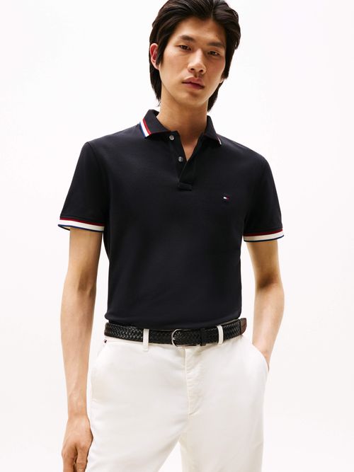 Polo-con-franjas-en-cuello-y-mangas-de-corte-slim-de-hombre-Tommy-Hilfiger-MW0MW40308-BDS