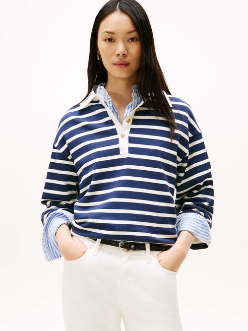 Polo-de-rugby-amplio-con-botones-dorados-de-mujer-Tommy-Hilfiger-WW0WW47457-0Y7