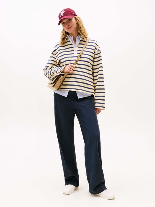 Polo-de-rugby-amplio-con-botones-dorados-de-mujer-Tommy-Hilfiger-WW0WW47457-04W