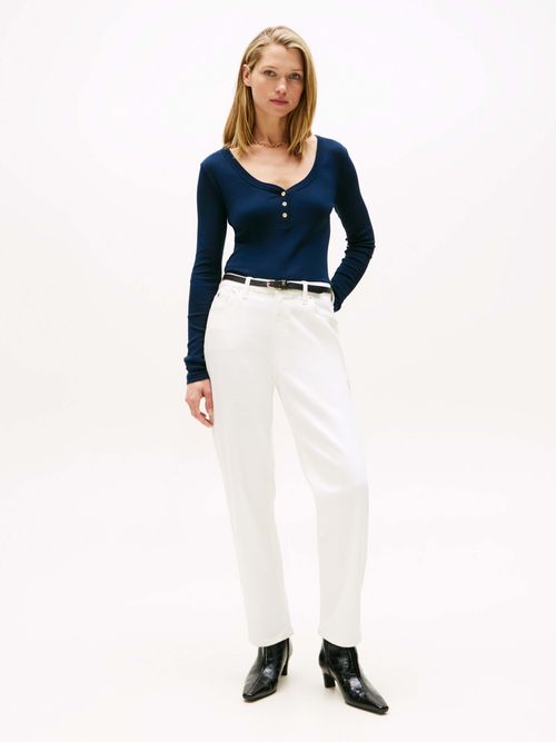 Top-de-manga-larga-con-cuello-en-pico-de-mujer-Tommy-Hilfiger-WW0WW46905-C1G