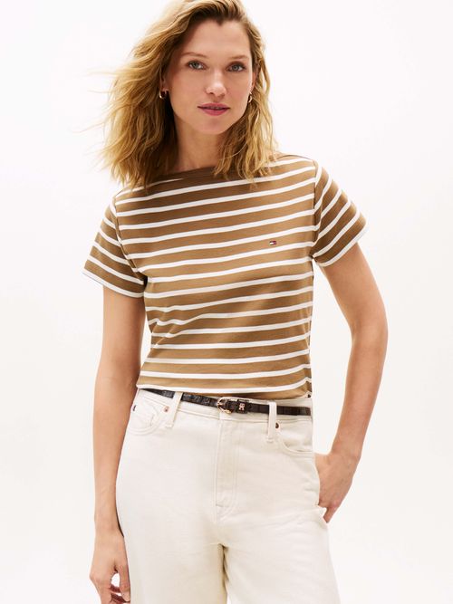 Playera-de-franjas-distintivas-de-cuello-redondo-de-mujer-Tommy-Hilfiger-WW0WW46628-0BP