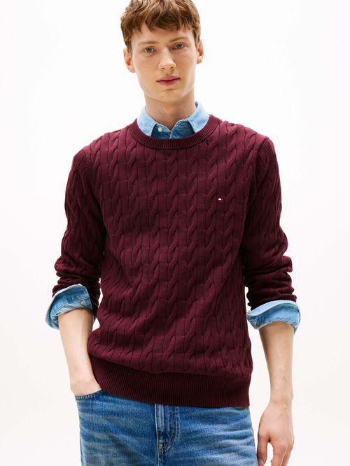Sueter-de-punto-trenzado-con-cuello-redondo-de-hombre-Tommy-Hilfiger-MW0MW33132-XIH