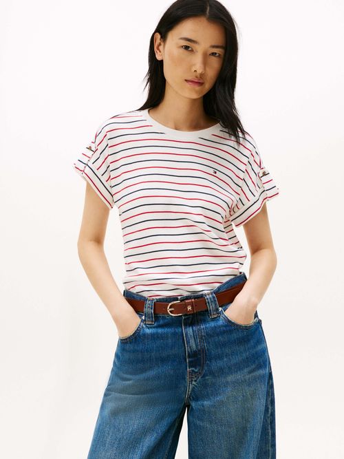 Playera-de-franjas-distintivas-de-cuello-redondo-de-mujer-Tommy-Hilfiger-WW0WW46884-04U