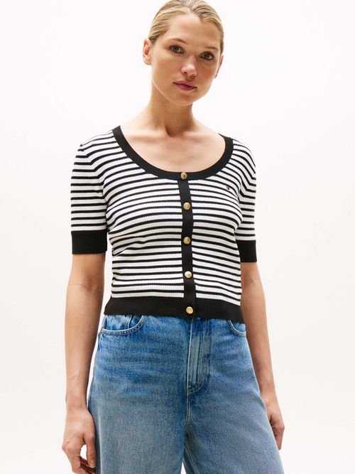 Sueter-de-rayas-con-botones-frontales-de-mujer-Tommy-Hilfiger-WW0WW45974-0AR