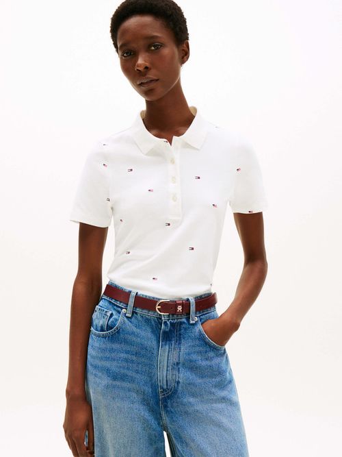 Polo-slim-fit-con-logos-distintivos-bordados-de-mujer-Tommy-Hilfiger-WW0WW46030-0K8