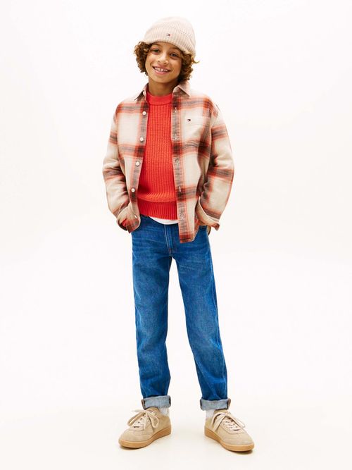 Camisa-de-cuadros-con-punto-gofrado-de-niño-Tommy-Hilfiger-KB0KB09999-0PA