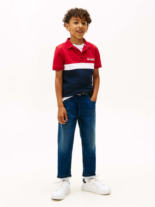 Polo-de-pique-color-block-de-corte-regular-de-niño-Tommy-Hilfiger-KB0KB10006-YBR