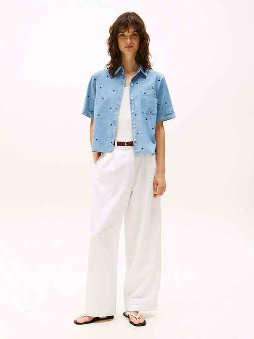 Camisa-de-manga-corta-con-bordado-de-estrellas-de-mujer-Tommy-Hilfiger-WW0WW45058-0G3