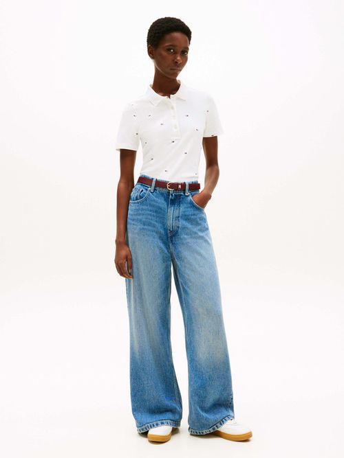 Polo-slim-fit-con-logos-distintivos-bordados-de-mujer-Tommy-Hilfiger-WW0WW46030-0K8