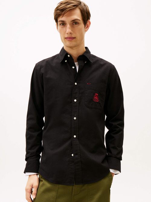 Camisa-de-algodon-Oxford-peinado-de-Hombre-Tommy-Hilfiger-MW0MW40890-BDS