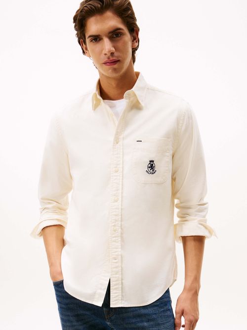 Camisa-de-algodon-Oxford-peinado-de-Hombre-Tommy-Hilfiger-MW0MW40890-Z00