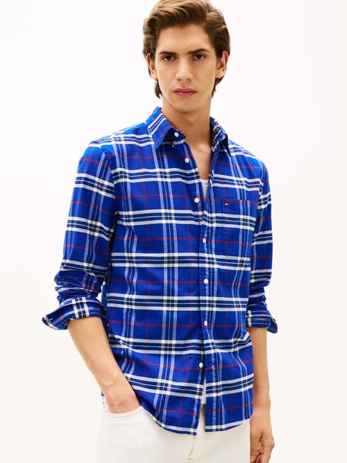 Camisa-de-cuadros-en-algodon-Oxford-peinado-de-Hombre-Tommy-Hilfiger-MW0MW40894-0MT