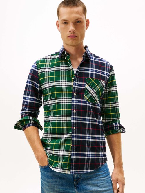Camisa-en-algodon-Oxford-de-cuadros-de-Hombre-Tommy-Hilfiger-MW0MW42089-0MS