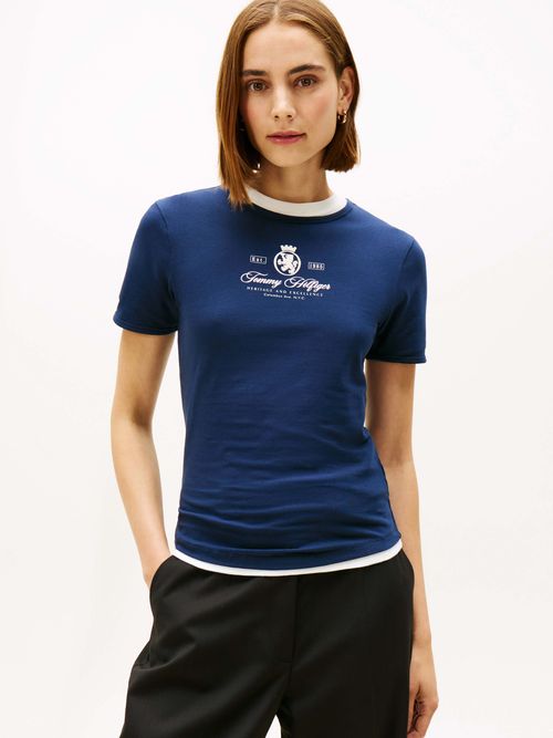 Playera-con-escudo-grafico-de-Mujer-Tommy-Hilfiger-WW0WW47316-C1G