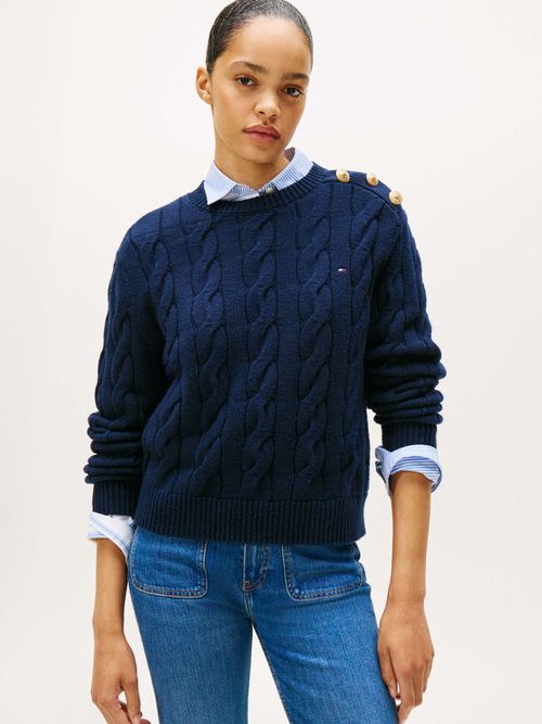 Sueter-cableado-con-botones-decorativos-de-Mujer-Tommy-Hilfiger-WW0WW47387-C1G