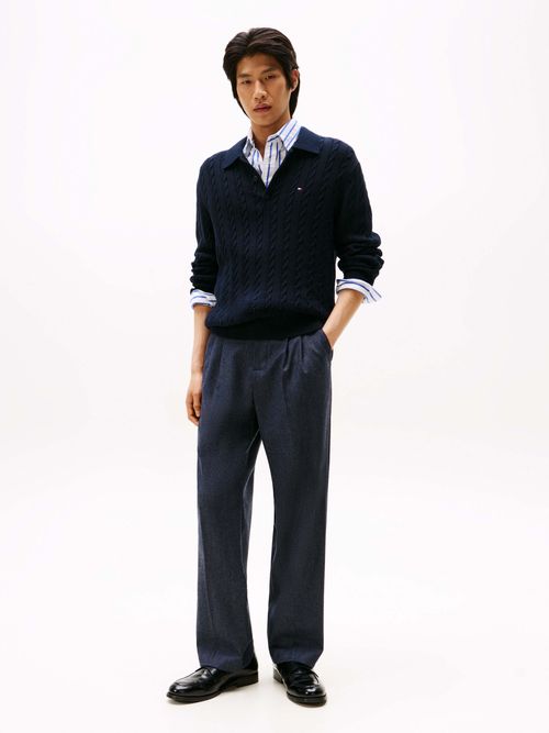 Sueter-polo-de-punto-trenzado-de-Hombre-Tommy-Hilfiger-MW0MW40185-DW5