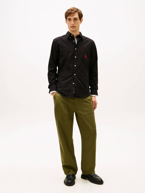 Camisa-de-algodon-Oxford-peinado-de-Hombre-Tommy-Hilfiger-MW0MW40890-BDS