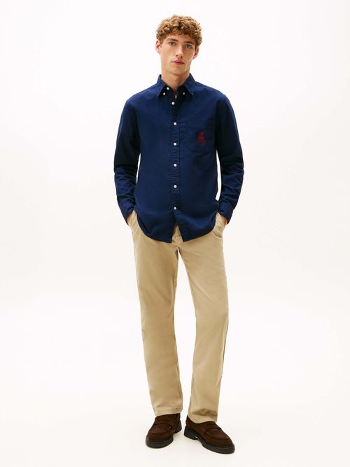 Camisa-de-algodon-Oxford-peinado-de-Hombre-Tommy-Hilfiger-MW0MW40890-C7G