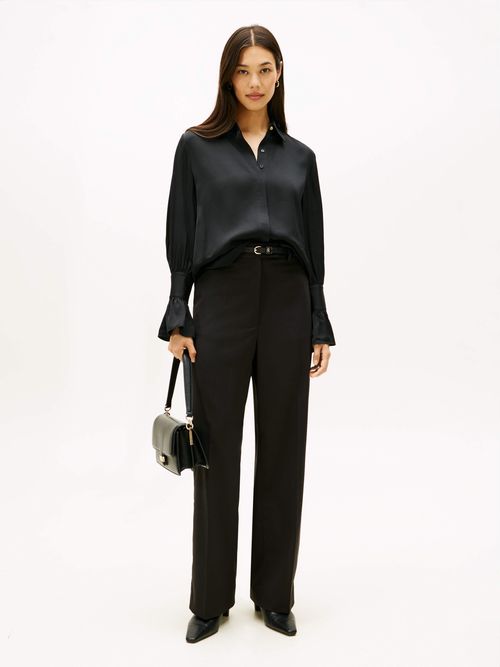 Camisa-amplia-de-saten-con-punos-de-volantes-de-Mujer-Tommy-Hilfiger-WW0WW48259-BDS