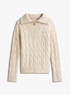Sueter-de-punto-trenzado-suave-con-media-cremallera-de-Mujer-Tommy-Hilfiger-WW0WW46425-ADK