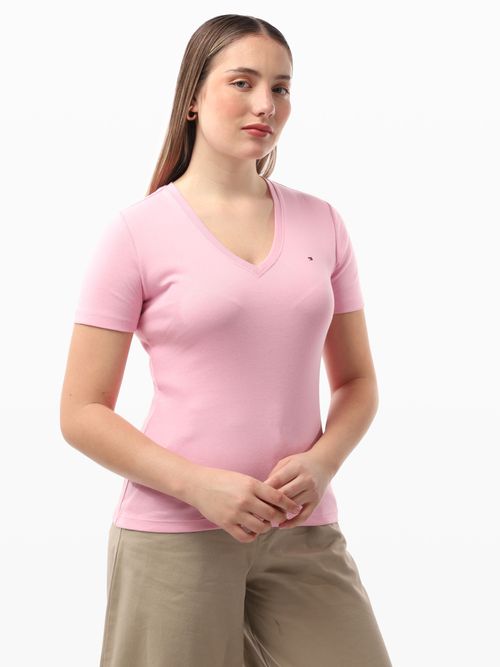 Playera-de-Corte-Slim-con-Logo-Bordado-de-Mujer-Tommy-Hilfiger-WW0WW47134-TOL