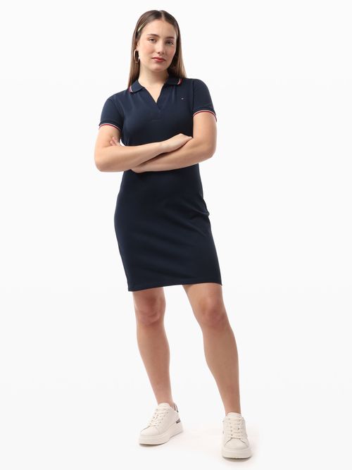 Vestido-de-Corte-Regular-con-Logo-Bordado-de-Mujer-Tommy-Hilfiger-WW0WW47145-C1G