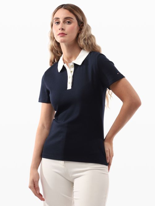Polo-de-Corte-Classic-con-Cuello-a-Contraste-de-Mujer-Tommy-Hilfiger-XW04969-DW5