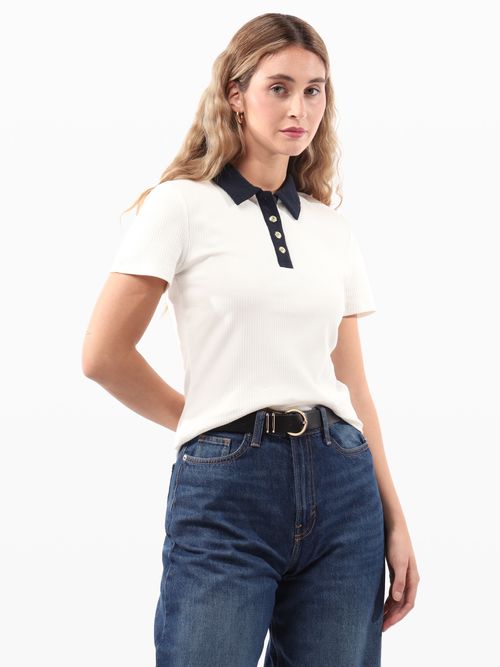 Polo-de-Corte-Classic-con-Cuello-a-Contraste-de-Mujer-Tommy-Hilfiger-XW04969-YBL