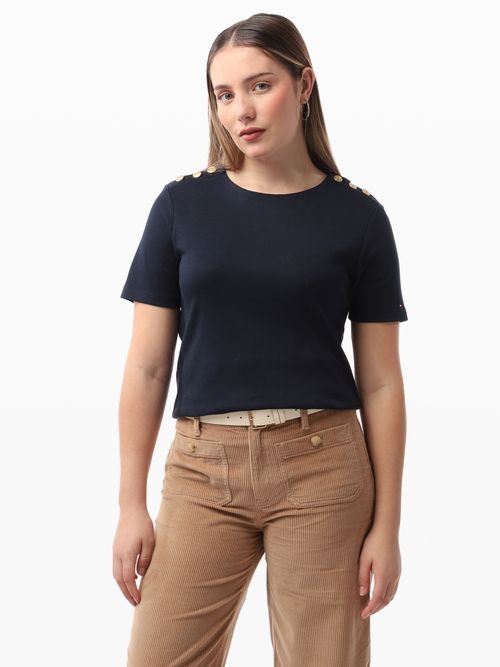 Blusa-de-Corte-Regular-con-Acabado-Liso-de-Mujer-Tommy-Hilfiger-XW05471-DW5