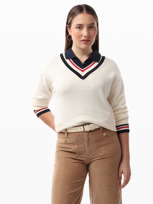 Sueter-de-Corte-Regular-con-Franjas-Distintivas-de-Mujer-Tommy-Hilfiger-XW06079-YBI