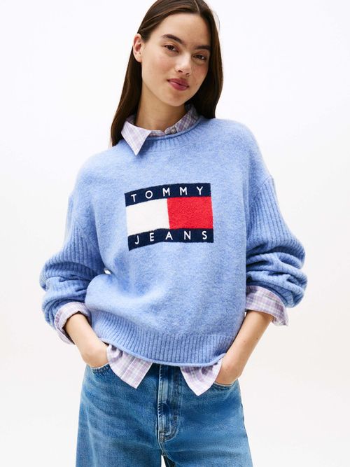 Sueter-Amplio-Jaspeado-Con-Logo-De-Mujer-Tommy-Jeans-DW0DW21782-DZ1
